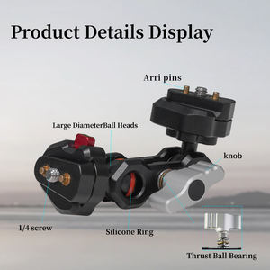 Adaptateur de plaque de dégagement rapide à double tête sphérique <span class=keywords><strong>Bras</strong></span> magique <span class=keywords><strong>articulé</strong></span> Vis de 1/4 pouces <span class=keywords><strong>Bras</strong></span> magique universel Métal <span class=keywords><strong>Micro</strong></span> SLR Camera - Product Image 5