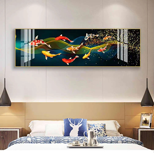 Dipinto in Porcellana con Cristalli <span class=keywords><strong>di</strong></span> Pesce Dorato Astratto <span class=keywords><strong>di</strong></span> Lusso, Stampa HD, Arte Murale Moderna, Design Personalizzato per Decorazione Casa - Product Image 5