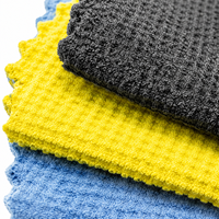 Toalla de microfibra con tejido tipo gofre para secado de coches, paño de limpieza con diseño de piña, paño absorbente para detalles de cristales y ventanas.