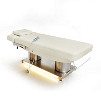 Table de massage électrique de luxe réglable avec base en acier inoxydable à 4 moteurs, chauffante, pour salon de beauté et spa, certifiée CE