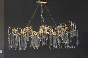 Oval uzun pirinç avize kolye işık sıcak satış pirinç kolye lamba bakır kristal kolye işık üflemeli cam avize - Product Image 4