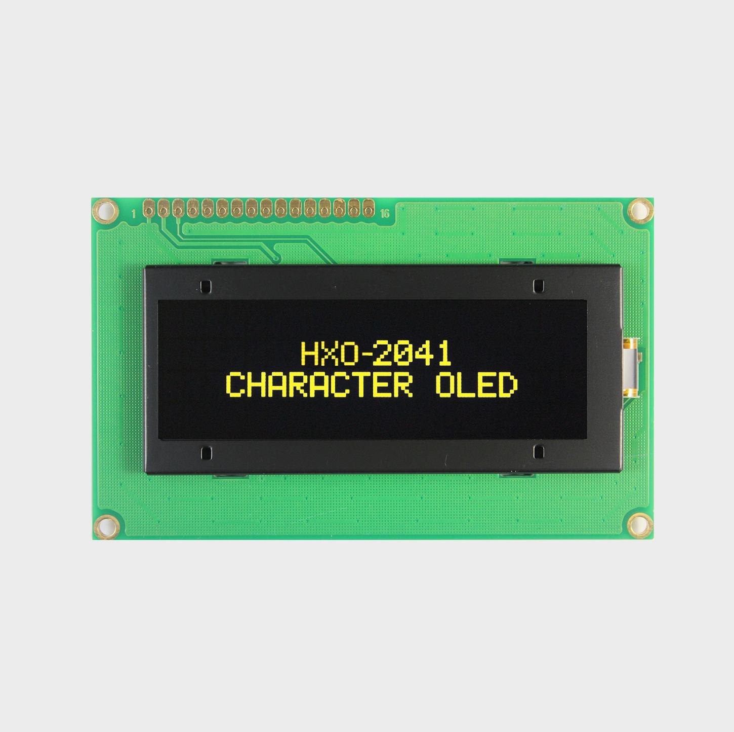 Tela OLED de 20x4 caracteres com interface paralela de 4/8 bits, tamanho da  tela OLED de 2.8 polegadas, fundo preto e caracteres amarelos.| Alibaba.com, image size:1450x1445