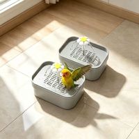 Bassin de bain pour perroquets avec circulation automatique, dispositif de bain pour oiseaux pour calops et conures, grand bassin de douche