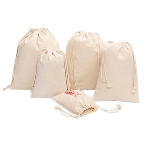 Sac à cordon en coton biologique le plus vendu en usine, petite pochette en coton - Product Image 3