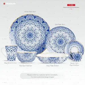 ceramic light weight high quality low price factory new 2023 padprinted decal porcelain dinner set for home use