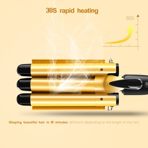 เครื่องม้วนผมเซรามิก 3 หัว คุณภาพสูงสำหรับผู้หญิง พร้อมหน้าจอ LCD แบบไฟฟ้า <span class=keywords><strong>ใช้</strong></span>เทคโนโลยี PTC ขายดีอันดับต้นๆ ทันสมัย หมุนได้ - Product Image 2