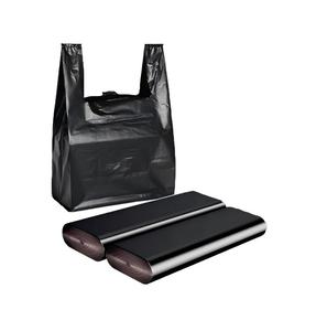 ถุงพลาสติกสีดำ Huamaohengchun แบบเสื้อยืด 100 ใบ ขนาด 12.6 นิ้ว x 6.5 นิ้ว x 21 นิ้ว สำหรับใส่ของชำ ซื้อของ ใช้ในบ้าน ซูเปอร์มาร์เก็ต ร้านอาหาร - Product Image 1