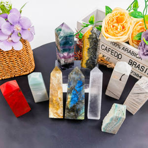 Venta al por mayor de fábrica, artesanía de cristal Natural de alta calidad, mezcla de piedra de meditación, Material, torre de tetraedro para regalo - Product Image 1