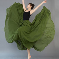 Jupe longue dégradée à 720 degrés Danse moderne Ballet classique Danse en mousseline de soie Jupe longue