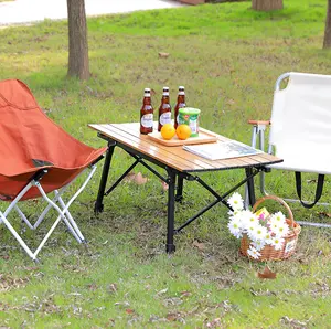 Barbekü kamp turu yumurta rulo taşınabilir katlanır piknik ahşap açık piknik kamp masası