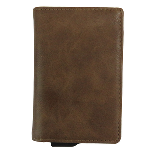 Porte-cartes fin en cuir véritable pour homme, portefeuille long, fermeture ouverte minimaliste, marron - Product Image 3