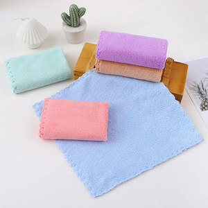 Coral Fleece Face Towel 25x25cm Square Quick Dry Absorbent Baby Washcloth For Newborn Kindergarten - Product Image 2