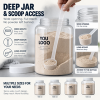 Grand récipient en PET pour protéines en poudre, pot en plastique à large ouverture avec couvercle pour suppléments sportifs, emballage en vrac, vente en gros