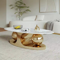 Table basse moderne de luxe pour la maison, table de salon avec plateau en pierre frittée, table basse minimaliste moderne dorée