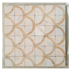 Piastrelle a Mosaico in Marmo Beige Intagliate, Ecologiche e Resistenti all'Acqua, Parquet Rustico per Rivestimento Pareti Interne e <span class=keywords><strong>Bagno</strong></span> - Product Image 5