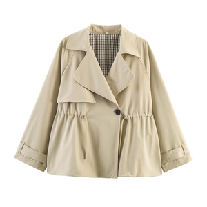 Gabardina Personalizada Estilo Europeo Primavera 2026, Manga Larga, Cuello Solapa, Cinturón Ajustable, Impermeable, OEM/ODM por Fábrica China - Product Image 1