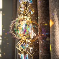 Venta al por mayor K9 Crystal Prism Sun Catcher amatista cuarzo Wind Chimes ventana colgante decoración con piedras preciosas artesanías de cristal