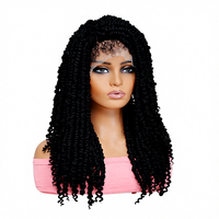 Perruque Lace Front Tressée Longue à Trois Brins en Fibre Haute Température, Densité 150%, pour Femmes Noires, Usage Quotidien - Nouveauté en Gros