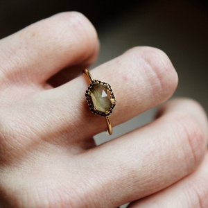 Handmade Quartz Vintage Female Wedding <strong>Rings</strong> Silver 925 Women Diamond Hexagon Natural <strong>Labradorite</strong> <strong>Ring</strong> - Product Image 5