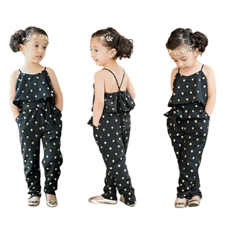 Vêtements pour bébé Pantalon sans manches en coton décontracté pour enfant en bas âge Bébé fille Sling Romper Solid Jumpsuit Salopette