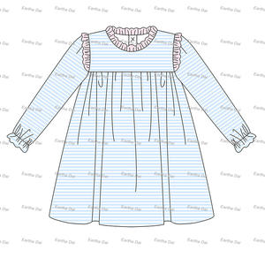 Abiti da bambina alla moda a manica lunga con volant in maglia di cotone a righe monogramma <span class=keywords><strong>autunno</strong></span> inverno vestito da principessa per bambini - Product Image 3