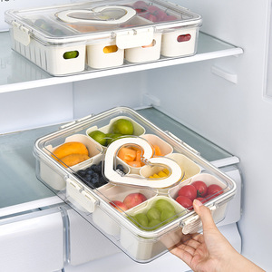 Heart 8 Section Food Storage Box Airtight Clip On Lid Refrigerator Container For Party Fruit Snacks - Product Image 4