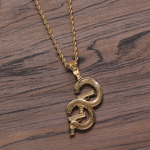 สร้อยคอจี้รูปปืนทองแดง CZ CC พร้อมจี้ตัวอักษร สไตล์ฮิปฮอป - Product Image 3