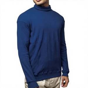 Camiseta de Hombre Personalizable al por Mayor, de Buena Calidad, Ligera, de Manga Larga, Cuello Alto Simulado, Tejida, Ajustada, Deportiva, para Gimnasio, Otoño - Product Image 3