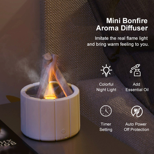 Portable <span class=keywords><strong>Mini</strong></span> ultrasons huile essentielle humidificateur d'air télécommande feu de camp diffuseur d'arôme avec lumière de flamme colorée - Product Image 3