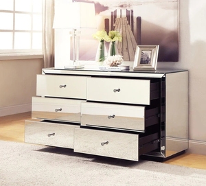 <span class=keywords><strong>Commode</strong></span> à <span class=keywords><strong>6</strong></span> <span class=keywords><strong>tiroirs</strong></span> en bois de pin miroir moderne de style parisien pour chambre à coucher, grande console de rangement - Product Image 4