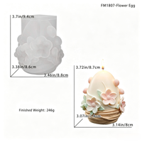 Moule en silicone DIY pour bougie parfumée en forme d'œuf floral, moules en résine, moule en résine époxy pour œuf fleuri, décoration de Pâques pour la maison
