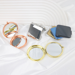 Custom Logo Portable Double-sided Round Rose Gold Metal Folded Make up <strong>Compact</strong> <strong>Mirrors</strong> Silver Pocket <strong>Mirror</strong> Travel Cosmetic Gift - Product Image 5