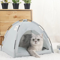 Tapis rafraîchissant pour chat, lit-tente pliable et respirant en forme de dôme pour chats d'intérieur, tente pour chaton avec coussin moelleux pour l'été