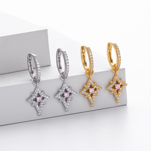 925 Sterling Silver Cross Hoop Bông Tai Với Cubic Zirconia Thanh Lịch Huggie Bông Tai Cho Phụ Nữ Hàng Ngày Hoặc Đảng Đồ Trang Sức - Product Image 4