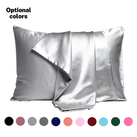 Taie d'oreiller en satin OEM, soyeuse et lisse, couleur unie, fermeture à rabat, vente en gros, logo personnalisé