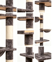 Tour verticale pour chat du sol au plafond avec plusieurs plateformes de repos, hamac suspendu et poteau à gratter en sisal pour petits appartements