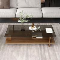 Table basse carrée en verre trempé, moderne et simple, pour petit salon ou bureau, style tendance