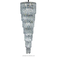 Lustre LED en cristal de luxe post-moderne européen, doré, à hauteur réglable, grand et long, pour hall de villa duplex et escalier