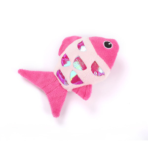 Wholesale Interactive Small Soft Fabric Stuffed Fish Shape Catnip Sound Squeaky <b>Cat</b> Toy Refilling Catnip Fish <b>Plush</b> Chew Toy - Product Image 2