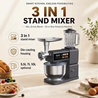 Robot culinaire multifonctionnel 3-en-1 5L 7L avec contrôle numérique, mixeur et hachoir à viande intégrés
