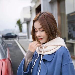 女性用大人用秋冬厚手ニット韓国風耳当て付きネックウォーマー暖かいフード付きスカーフ調節可能な暖かいバラクラバ帽子 - Product Image 2