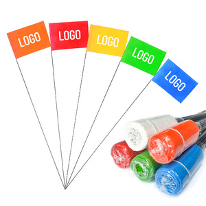 Drapeau en PVC personnalisé 4x5x30 \ "avec logo, drapeau coloré pour l'irrigation, petit design, drapeaux et bannières d'enquête promotionnels - Product Image 2