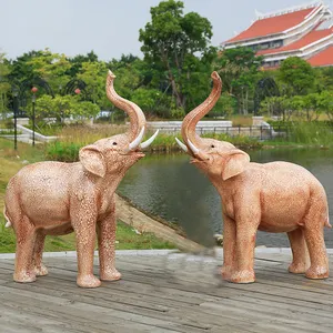 活动背景装饰真人大小树脂玻璃纤维野生动物园用品动物大象长颈鹿雕像雕像和动物模具待售