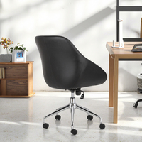 Chaise de bureau pivotante de style moderne et luxueux, dossier haut en cuir PU, avec structure en bois courbé, accoudoirs réglables