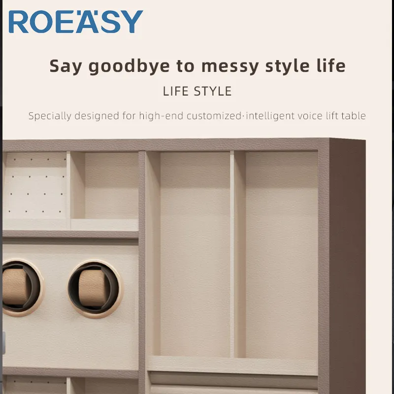 ROEASY電気リフトアップジュエリーボックス寝室家具革モダンデザイン寝室ワードローブアクセサリー