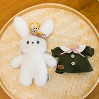 Porte-clés Lapin Mignon à Oreilles Tombantes avec Lunettes et Nœud, Peluche Douce pour Sacs et Cadeau pour Amateurs de Lapins