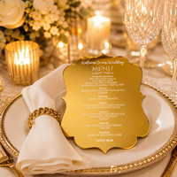 Cartes de menu de mariage personnalisées en acrylique style européen, or miroir, argent, or rose, pour baby shower et anniversaire, décoration de réception moderne