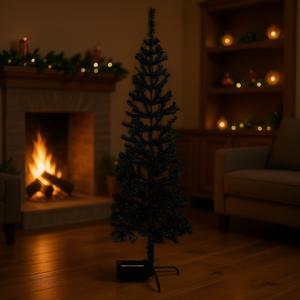 Árbol de Navidad Artificial Negro Delgado de 1.5 m para Interiores, de Plástico, sin Luces Incluidas - Product Image 2