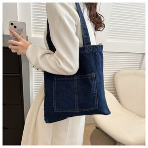 Bolso Tote Vaquero Vintage al por Mayor para Mujer, Bolso de Mano con Múltiples Bolsillos, Estilo Preppy para Chicas Jóvenes - Product Image 3