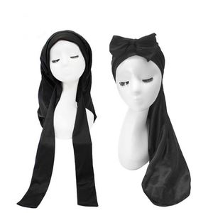 Gorros de Dormir de Seda de Leche de Doble Capa con Cola Redonda y Correa Ajustable, Gorro de Noche Suave y Transpirable para Mujeres y Hombres, Protección para el Cabello - Product Image 3